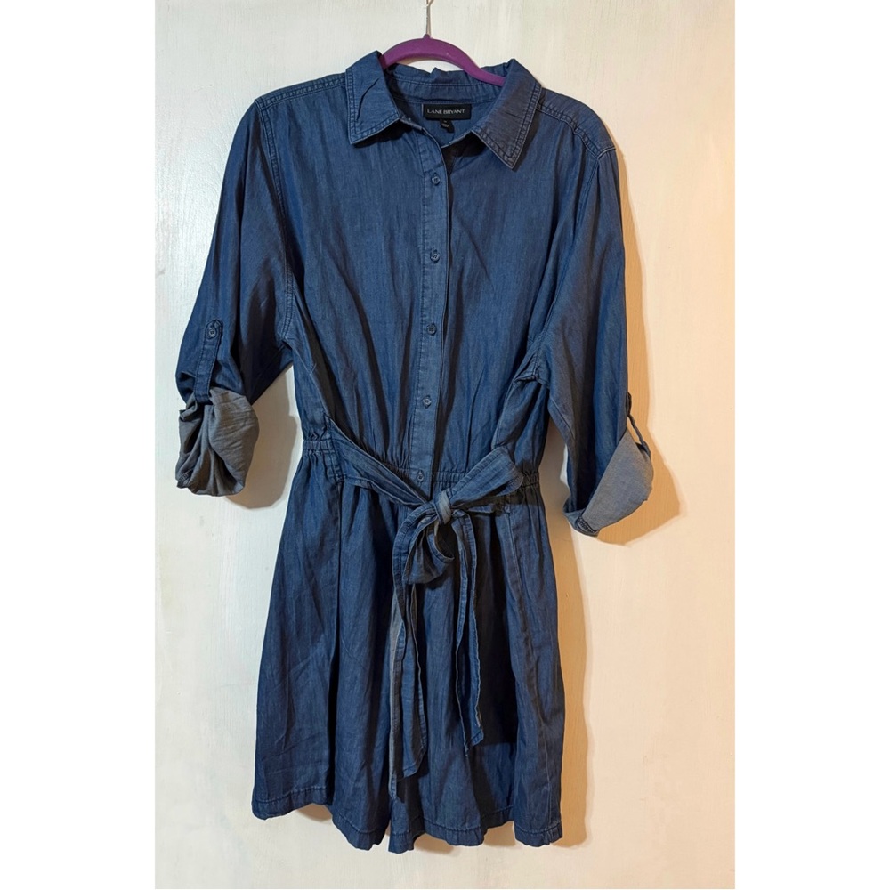 Lane Bryant Chambray Long Sleeve Shorts Romper